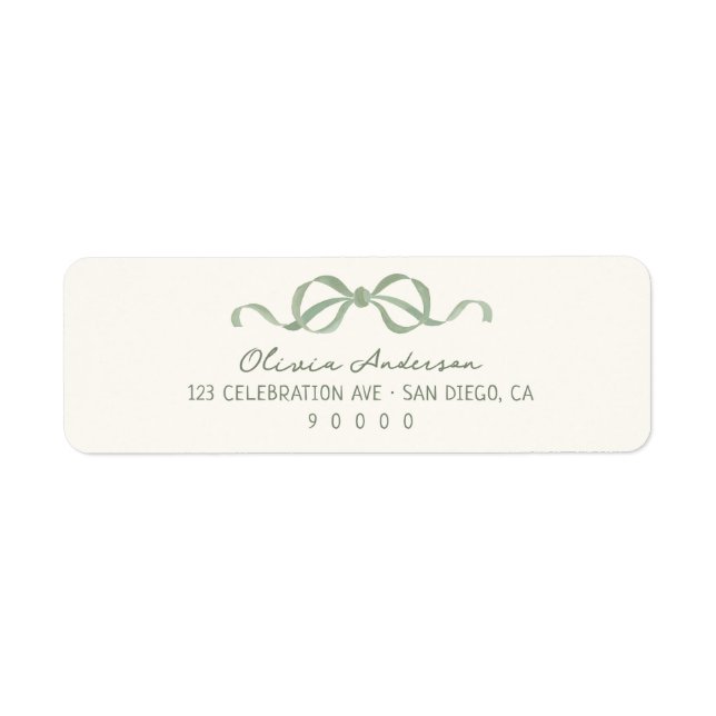 Etiqueta Hand Drawn Sage Green Bow (Frente)
