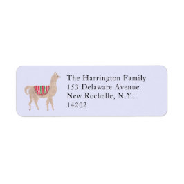 Etiqueta Hand-Painted Llama Farm Blue Return Address Label