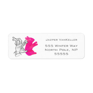 Etiqueta Hand Silhouette Rabbit Pink