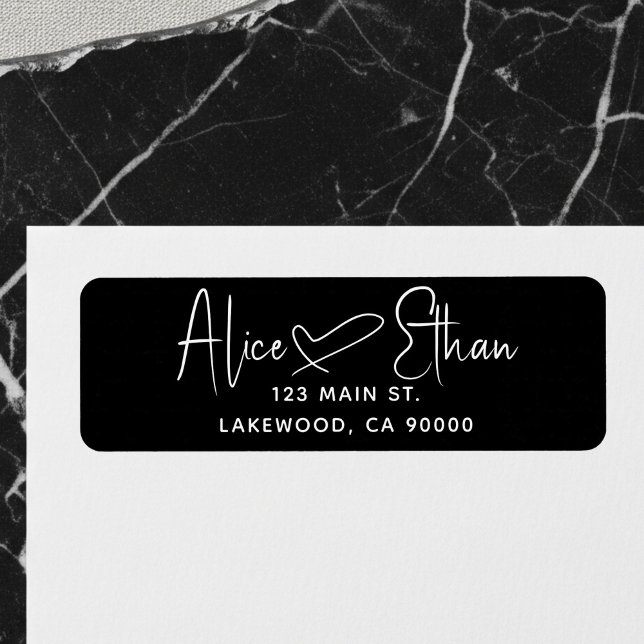 Etiqueta Handwritten Script Heart Modern Black (Subido por el creador)