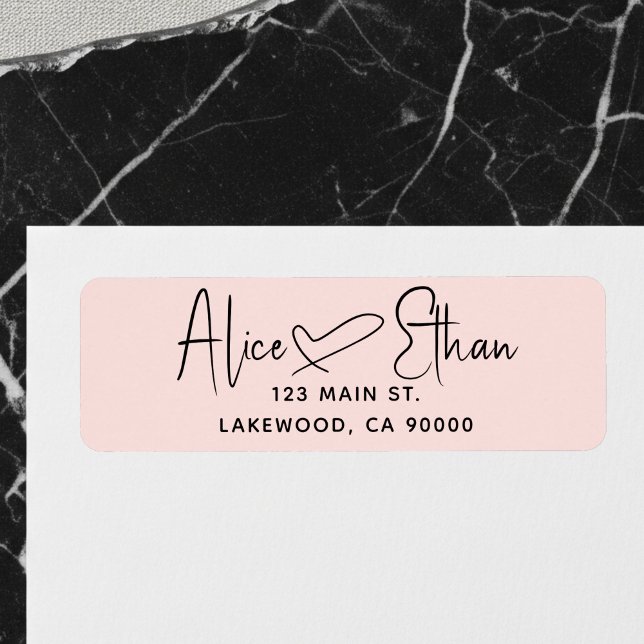 Etiqueta Handwritten Script Heart Modern Blush Pink (Subido por el creador)