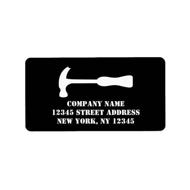 Etiqueta Handy man company address labels with hammer logo (Frente)