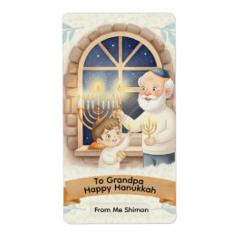 Etiqueta Hanukkah Blessing – Grandfather and Child