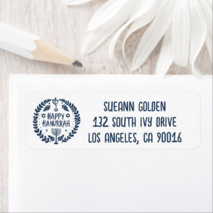 Etiqueta Hanukkah Holiday Menorah Personalizado MAIL