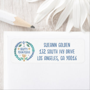 Etiqueta Hanukkah Holiday Menorah Personalizado MAIL