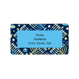 Etiqueta Hanukkah Menorah Dove Star