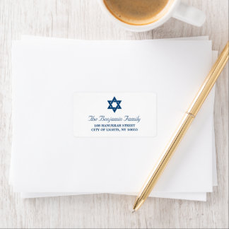 Etiqueta Hanukkah Simple Blue Star Of David Holiday Address