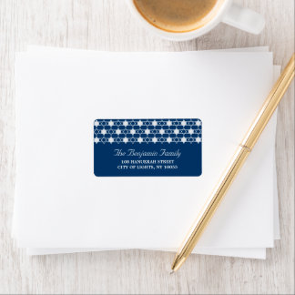 Etiqueta Hanukkah Stars Of David Pattern Navy Blue Address 