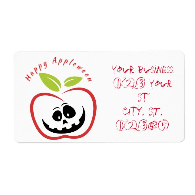 Etiqueta Happy Appleween Jack O'lantern Thunder_Cove (Frente)