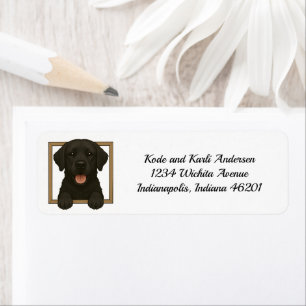 Etiqueta Happy Black Labrador Retriever Return Address