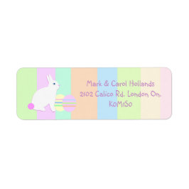 Etiqueta Happy Easter Bunny and Eggs on Stripes