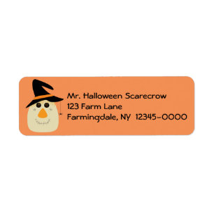 Etiqueta Happy Halloween Cute Scarecrow and Spider