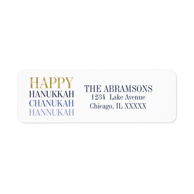 Etiqueta Happy Hanukkah Chanukah Holiday Address Labs (Frente)