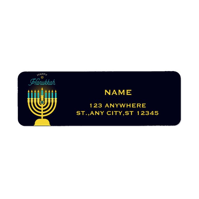 Etiqueta Happy Hanukkah Menorah Label (Frente)