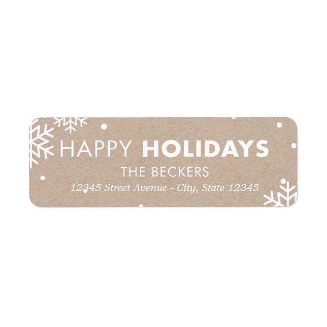 Etiqueta Happy Holidays Address Labels Kraft (Frente)