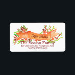 Etiqueta Happy Holidays, watercolor Christmas banner<br><div class="desc">Christmas banner label with holly and berries,  handpainted watercolor 
Christmas banner with holly and berries,  handpainted watercolor 

Handpainted watercolor address label,  perfect for a festive holiday card or invitation. Make your holiday mail stand out from the traditional cards with these handpainted watercolor banners</div>