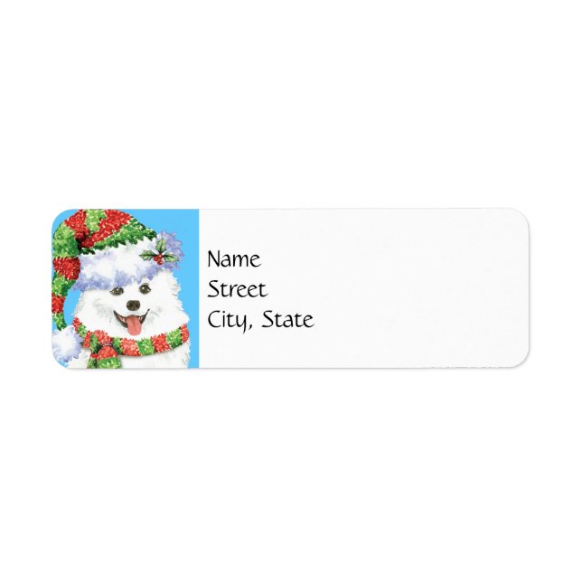 Etiqueta Happy Howlidays Eskimo Dog (Frente)