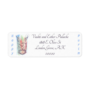 Etiqueta Happy Purim Megillah Scroll Funda Return Address
