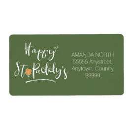 Etiqueta Happy St. Paddy's Naranja Shamrock ID336