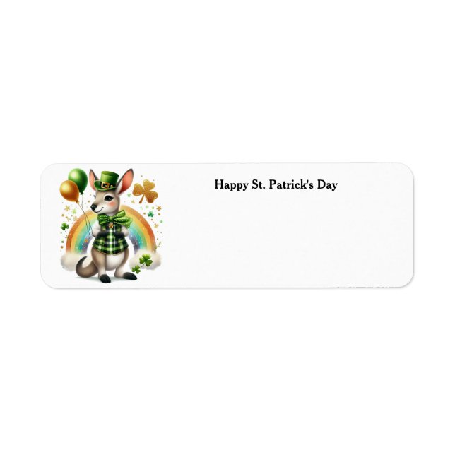 Etiqueta Happy St. Patrick's Day Kangaroo address label (Frente)