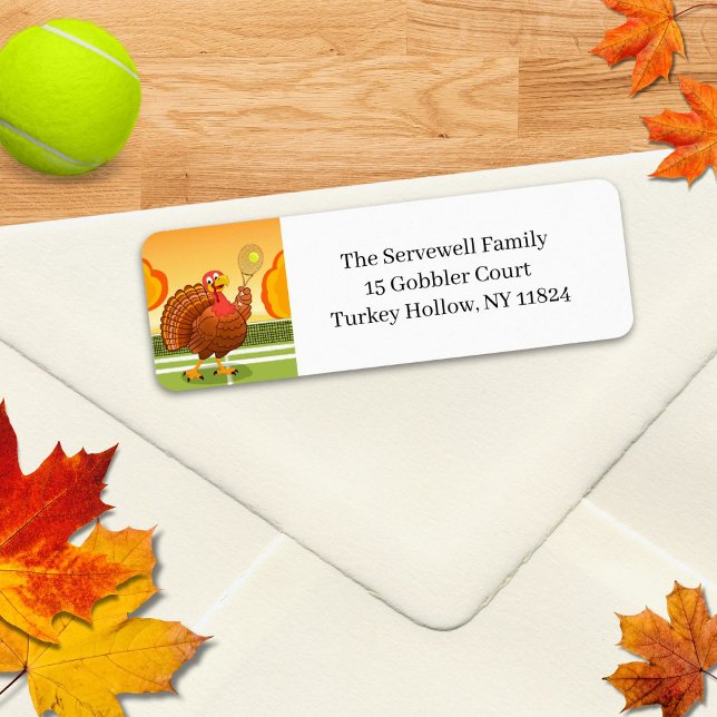 Etiqueta Happy Thanksgiving Tennis Turkey Riddle  (Subido por el creador)
