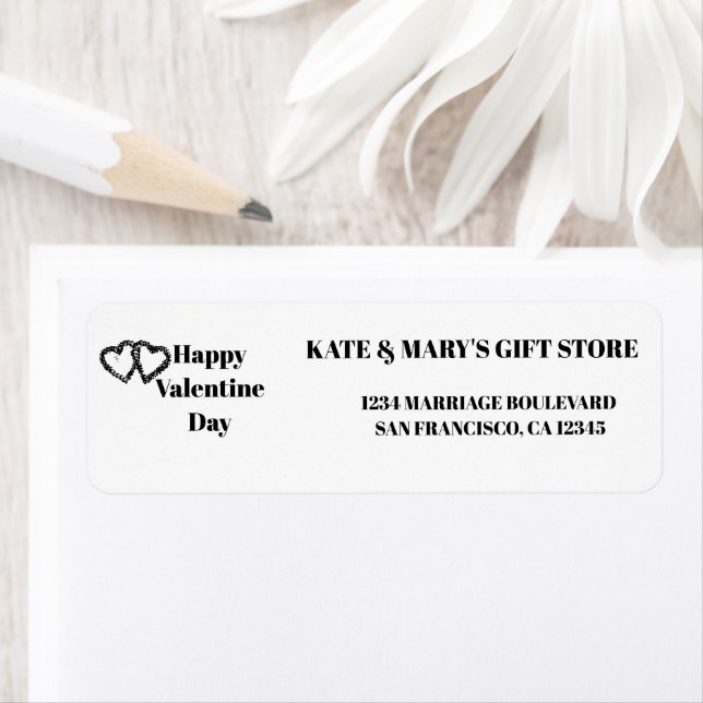 Etiqueta Happy Valentine's Day Business Name Website (In situ)
