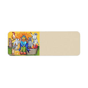 Etiqueta Harvest Autumn Scarecrow Raccoons Squirrel Rooster