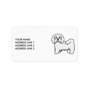 Etiqueta Havanés blanco, perro de dibujos animados lindo &
