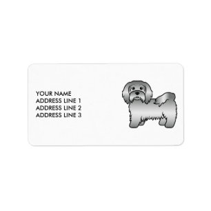 Etiqueta Havanés plateado, perro de dibujos animados lindo