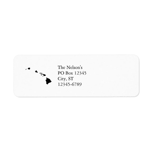 Etiqueta Hawái en blanco y negro (Frente)