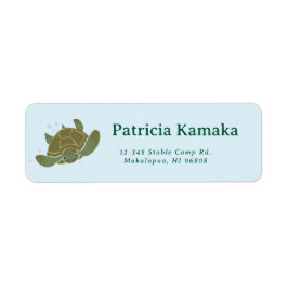 Etiqueta Hawaii Cute Cartoon Tropical Honu Sea Turtle
