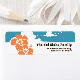 Etiqueta Hawaii Hibiscus & Summer Clouds Customizable