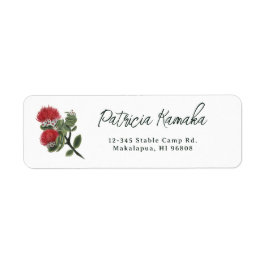 Etiqueta Hawaiian Red Lehua Flower Return Address 