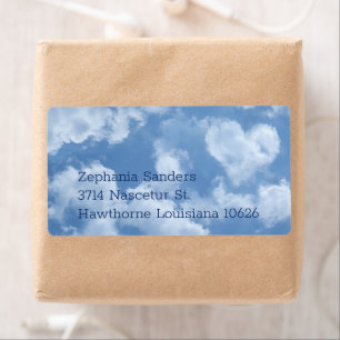 Etiqueta Heart Cloud Sky Cute Modern Blue Custom Wedding