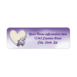 Etiqueta Heart Flowers Musical Notes Purple Return Address