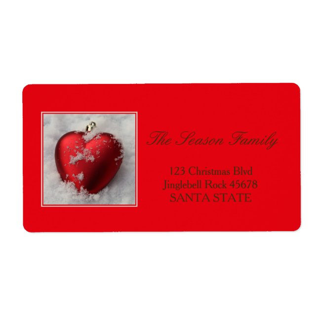 Etiqueta Heart in Snow Holiday Address Label (Frente)