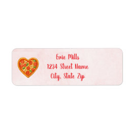 Etiqueta Heart Pizza Return Address Sticker | Red Checkered