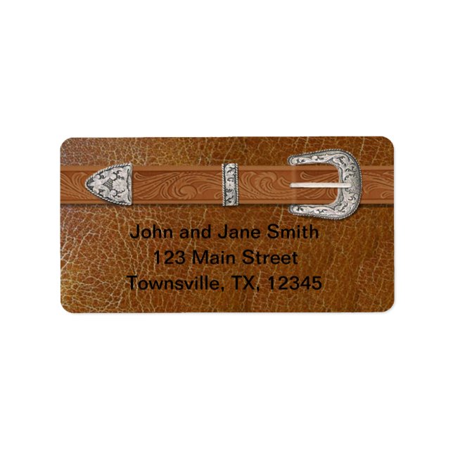 Etiqueta Hebilla de plata y cuero (Frente)