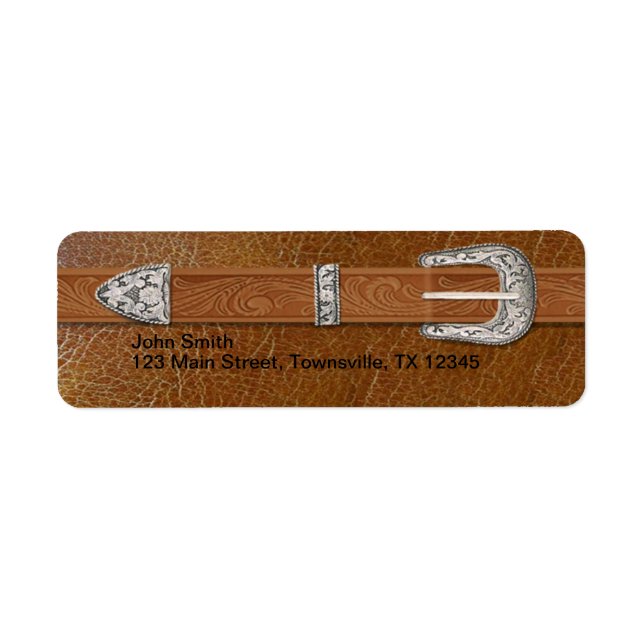 Etiqueta Hebilla de plata y cuero (Frente)