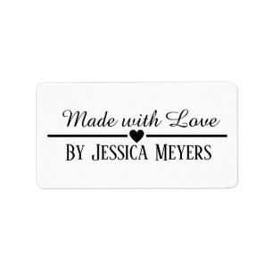Etiqueta Hecha con amor Caligrafía Cursiva Script por nombr