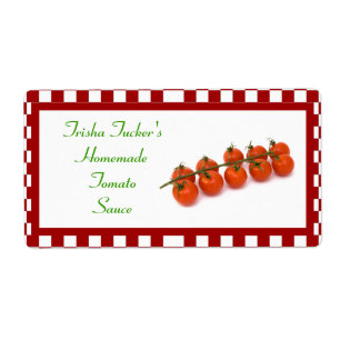 Etiqueta hecha en casa de la salsa de tomate