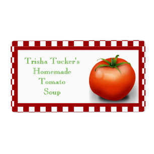 Etiqueta hecha en casa de la sopa del tomate