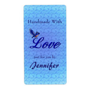 Etiqueta Hecho a Mano Con Amor Bluebird Personalizado
