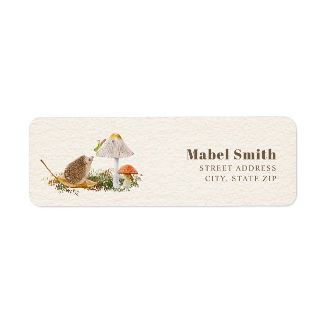 Etiqueta Hedgehog Mushrooms Baby Shower (Frente)