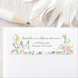 Etiqueta Heirloom Rose Ribbon and Stork Baby Shower