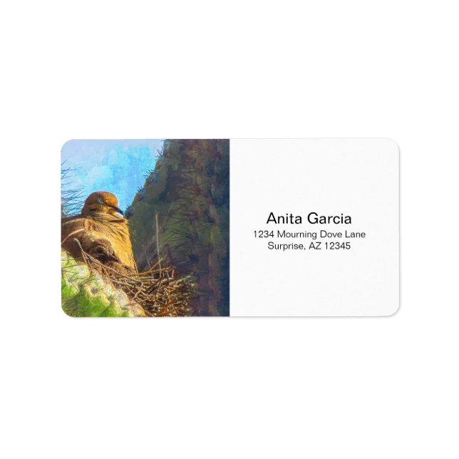 Etiqueta Hembra De Duelo Con Nido Saguaro Cactus Nest (Frente)