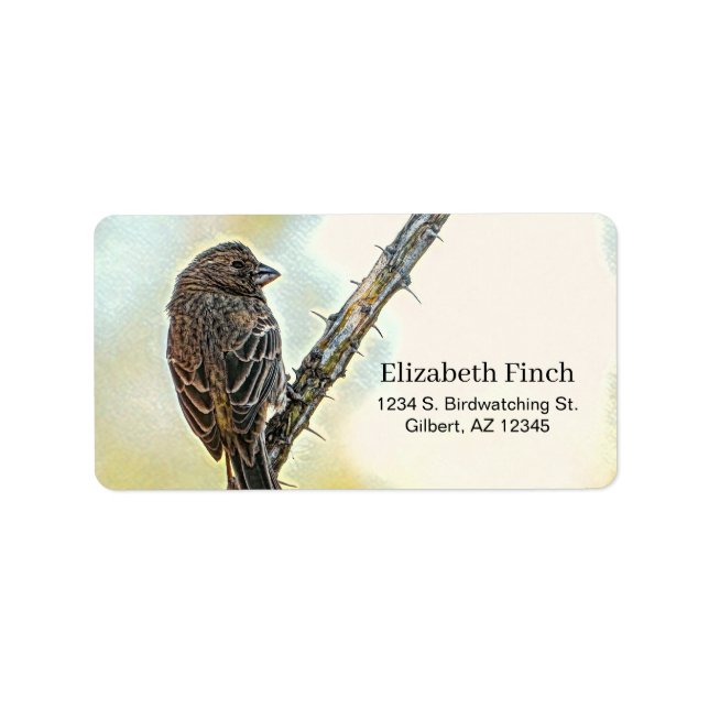 Etiqueta Hembra Finch Bird Spiny Ocotillo (Frente)