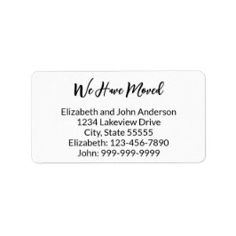 Etiqueta Hemos movido la Invitación en movimiento de blanco