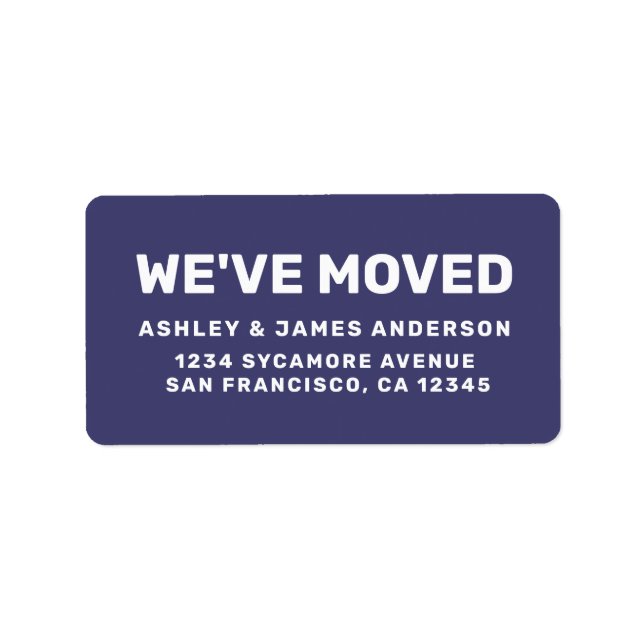 Etiqueta Hemos movido la nueva dirección azul de la marina (Frente)