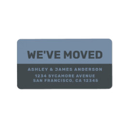 Etiqueta Hemos movido la nueva dirección azul vintage negro